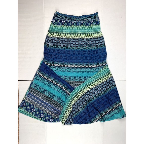 Kim Rogers Womens Skirt PM Petite Blue Maxi Long Elastic Waist Polyester Blend - Picture 2 of 7